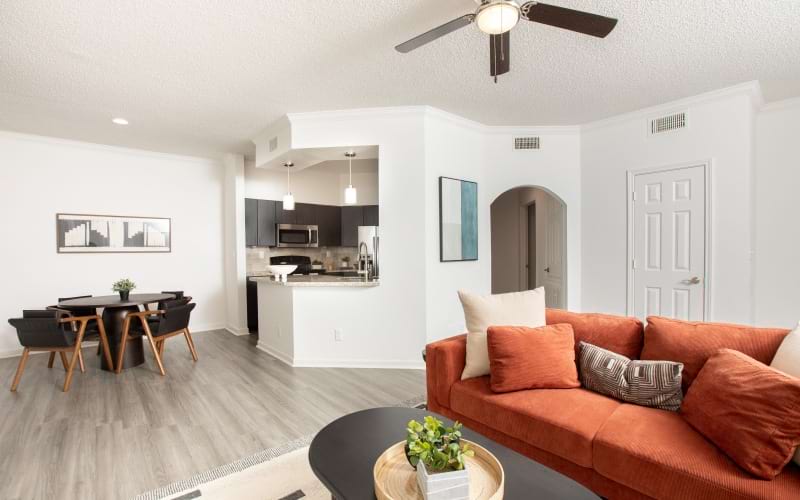 Medical Center apartment with living room, dining area, and access to the kitchen