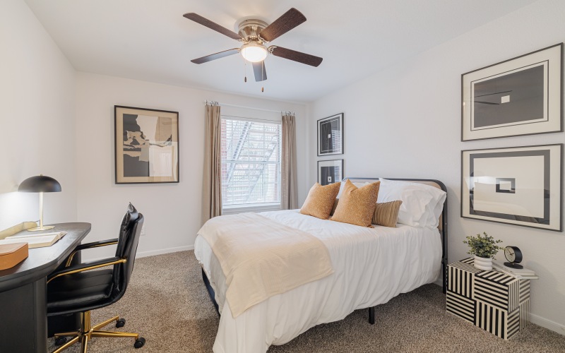 bedroom with desk space