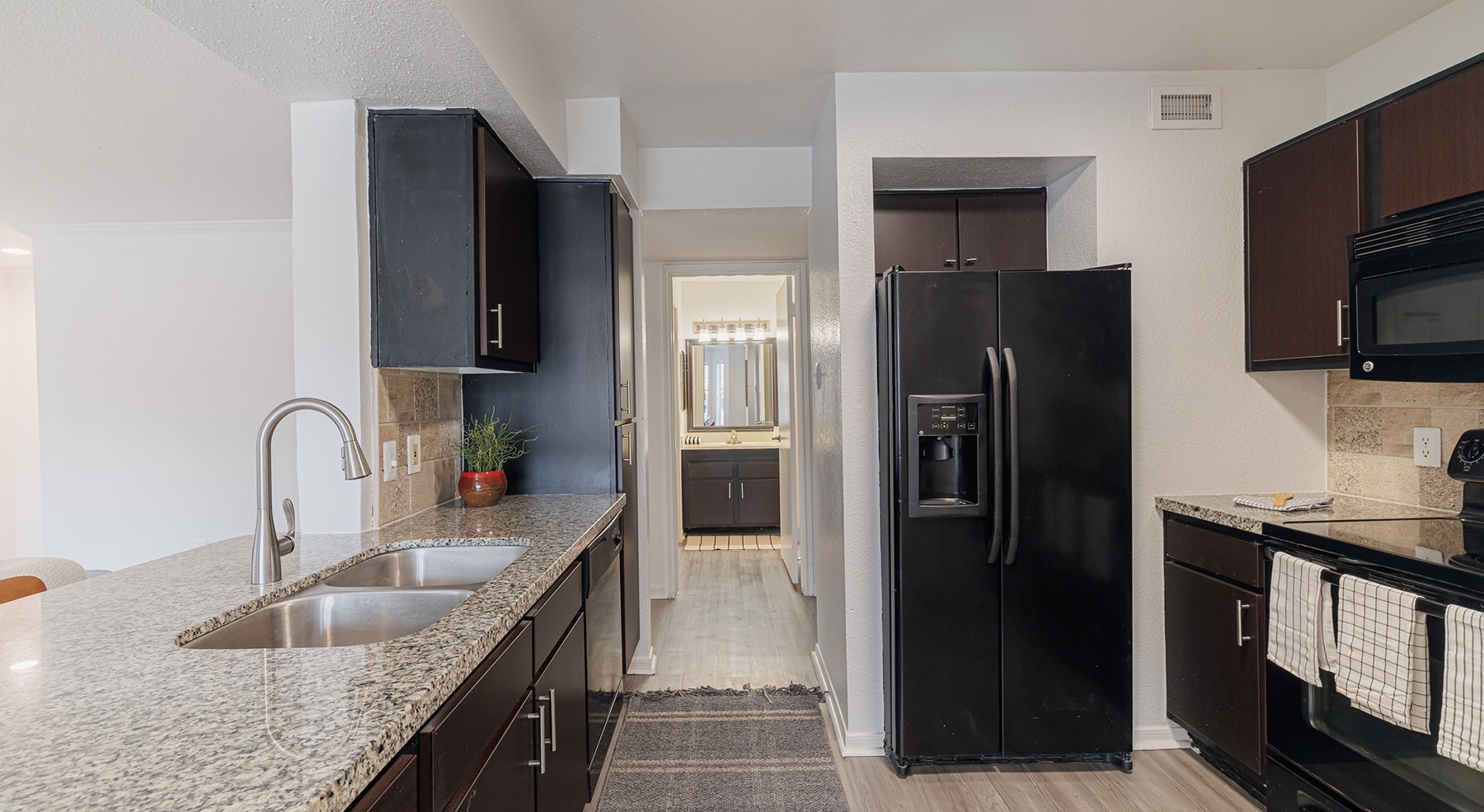 kitchen with black appliances